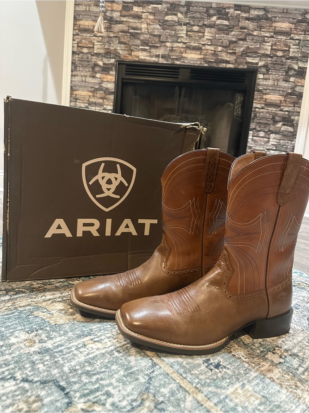 Ariat Men's Cognac Brown Leather Western Pull-On Boots